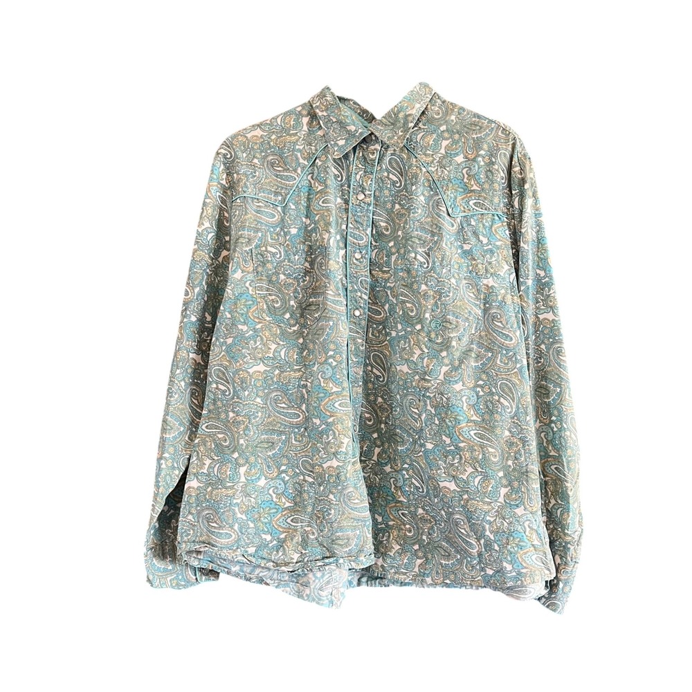 Roper Wear The West Womens 3X Paisley Western Snap Shirt Turquoise Cotton 2538U